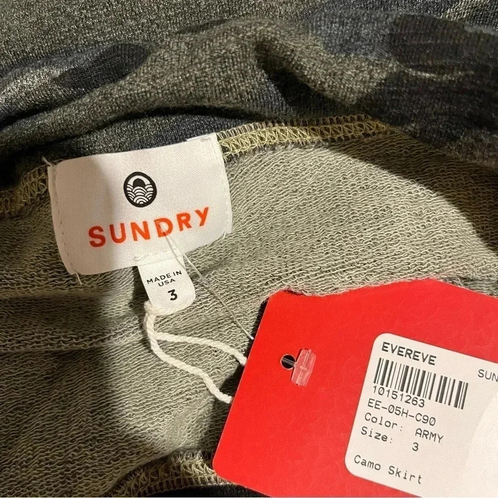 Sundry Saturday Skirt Army Camo Drawstring 3/L NWT Knit Comfy Evereve - Picture 4 of 7